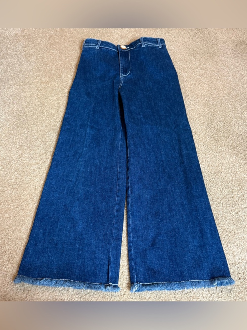 Anthropologie Dark Blue Wide Leg Jeans - Flared Hem